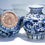 構圖繁複的元青花魚藻紋獸耳雙罐